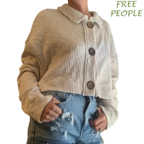 Free People Sweaters - NWT Free People Ivory tan button down cardigan sweater